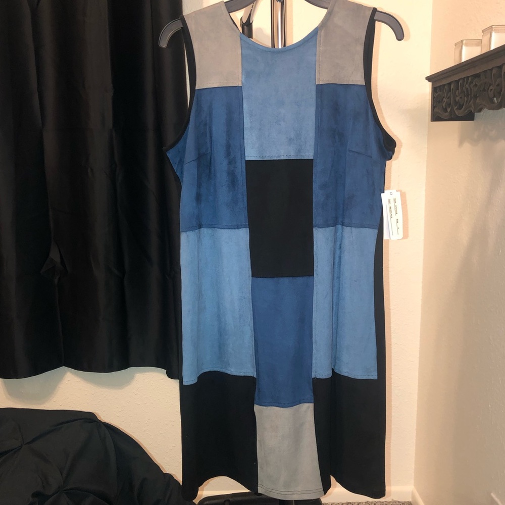 Sleeveless Velvet Block Pattern Dress
